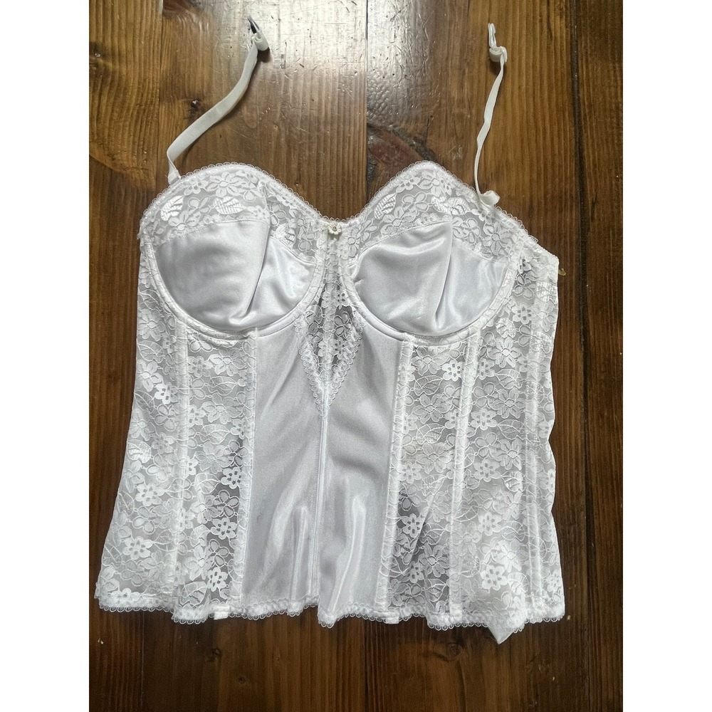Dominique 8949 Colette White Lace Bridal Basque Corset Longline Bra 36D